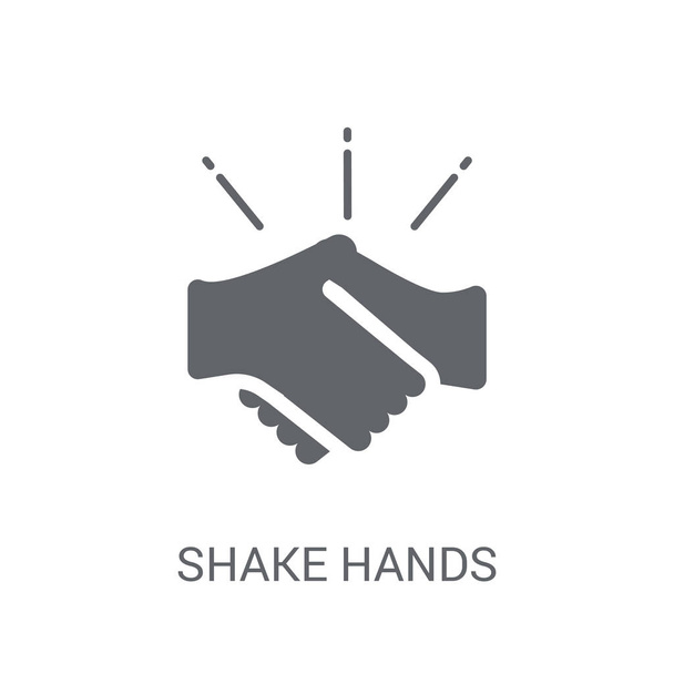 Aperte o ícone das mãos. Trendy Shake mãos logotipo conceito no fundo branco da coleção Seguro. Adequado para uso em aplicativos da web, aplicativos móveis e mídia impressa
. - Vetor, Imagem