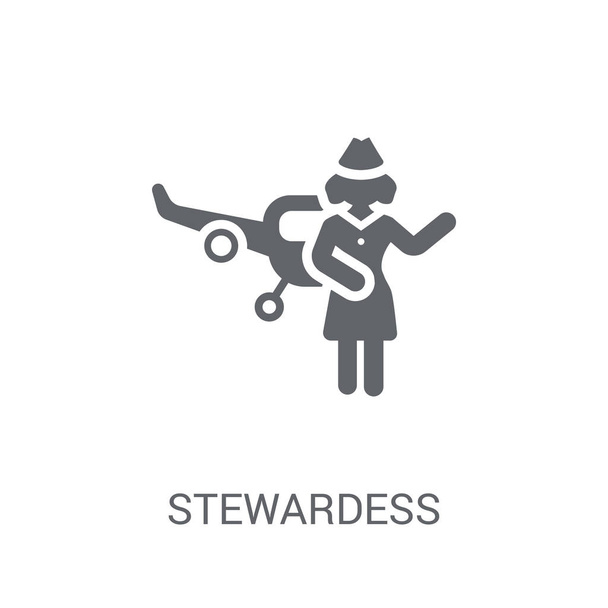 икона стюардессы. Модная концепция логотипа стюардессы на белом фоне из коллекции "Профессии". Подходит для использования в веб-приложениях, мобильных приложениях и печатных СМИ
. - Вектор,изображение