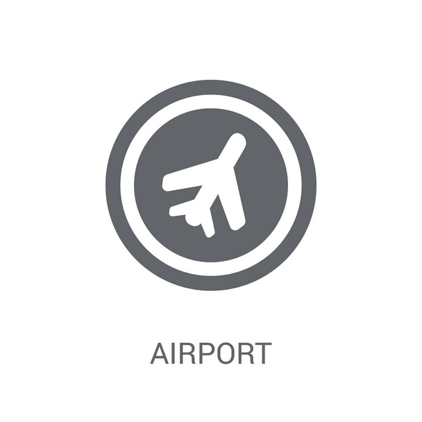 Port lotniczy znak ikona. Koncepcja logo znak Lotnisko modny na białym tle z kolekcji znaki drogowe. Nadaje się do użytku na aplikacje internetowe, aplikacje mobilne i nośników wydruku. - Wektor, obraz