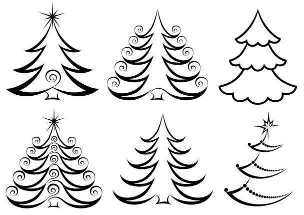 Christmas trees. Vector set - Διάνυσμα, εικόνα