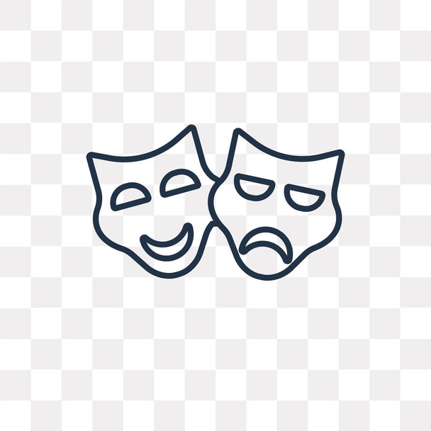 Theater Masks vector outline icon isolated on transparent background, high quality linear Theater Masks transparency concept can be used web and mobile - Vector, Image
