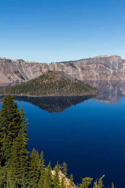 Beautiful day at Crater Lake National Park with clear skies and very little wind with meant awesome reflections that day - Photo, Image