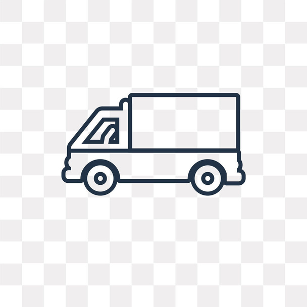 Lorry side view vector outline icon isolated on transparent background, high quality linear Lorry side view transparency concept can be used web and mobile - Vector, Image