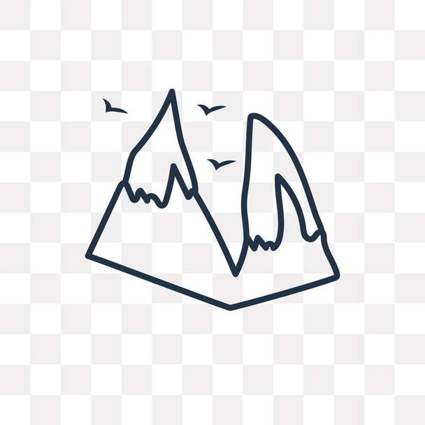 Dağlar anahat simgesini şeffaf arka plan üzerinde izole vektör, yüksek kalitede doğrusal dağlar saydamlık kavramı kullanılan web ve mobil olabilir - Vektör, Görsel