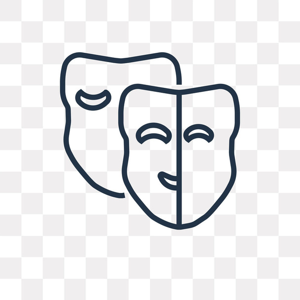 Theatre Masks vector outline icon isolated on transparent background, high quality linear Theatre Masks transparency concept can be used web and mobile - Vector, Image