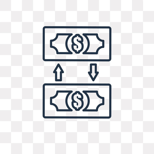 Icono de contorno de vector de transferencia de dinero aislado en fondo transparente, concepto de transparencia de transferencia de dinero lineal de alta calidad se puede utilizar web y móvil
 - Vector, Imagen