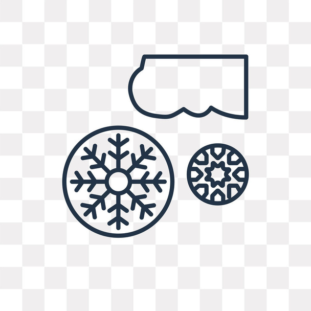 Snowflake vetor contorno ícone isolado em fundo transparente, conceito de transparência de floco de neve linear de alta qualidade pode ser usado web e móvel
 - Vetor, Imagem
