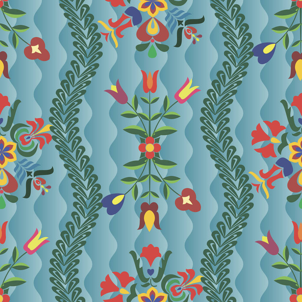 Vector background with Hungarian folk patterns is computer graphics and can be used in the design of textiles, in the printing industry, in a variety of design projects - Vektor, obrázek