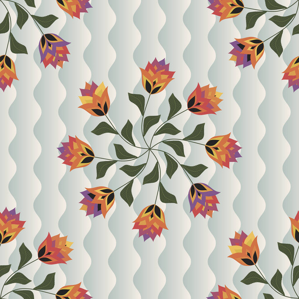 Floral seamless vector background  is computer graphics and can be used in the design of textiles, in the printing industry, in a variety of design projects - Вектор,изображение