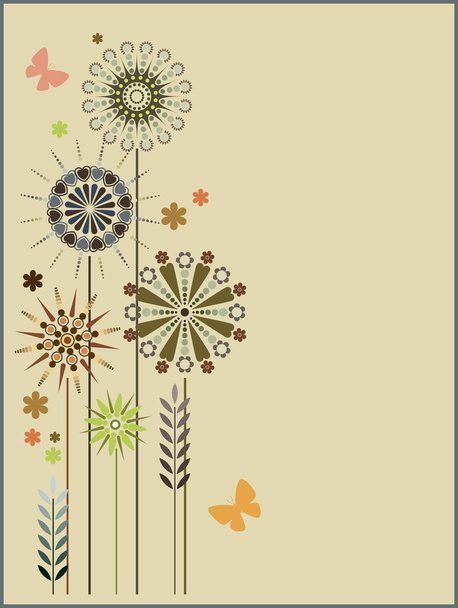 Flowers and butterflies - Vector, Image