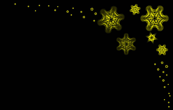 Черно-золотой абстрактный рождественский фон с безделушками и снежинками
 - Фото, изображение