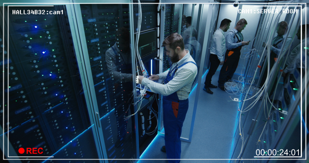 Top view, people work in the data center in the server room - Footage, Video