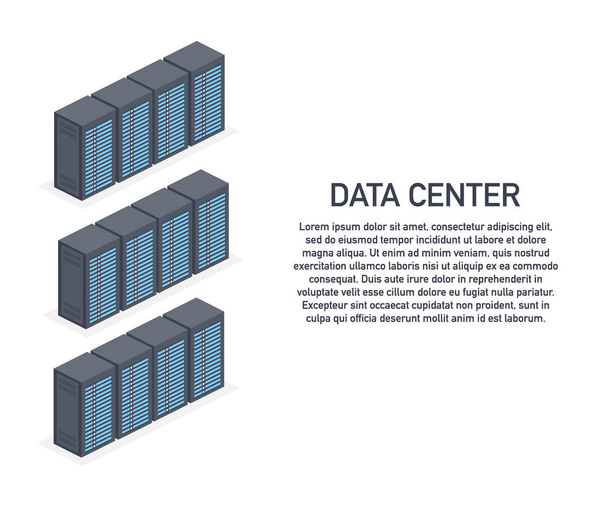 Rechenzentrum Cloud-Verbindung Hosting Server Computer Informationen Datenbank synchronisieren Technologie - Vektor, Bild