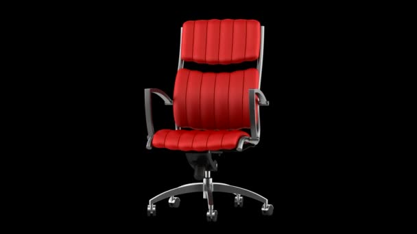 moderno lazo de silla de oficina roja girar sobre fondo negro
 - Metraje, vídeo