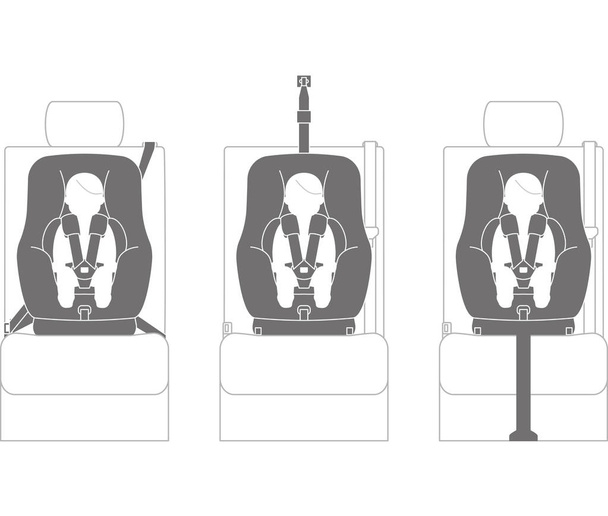 Método de instalación de la silla de coche infantil
 - Vector, Imagen