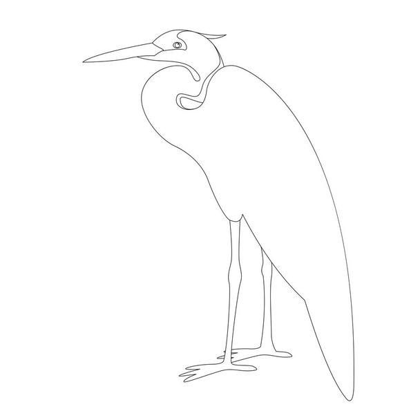 heron is standing vector illustration  lining draw - Vector, Image