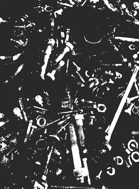 Zmatená překrytá textura ze zrezivělého oloupaného kovu. grunge pozadí. abstraktní vektorová ilustrace půltónu - Vektor, obrázek
