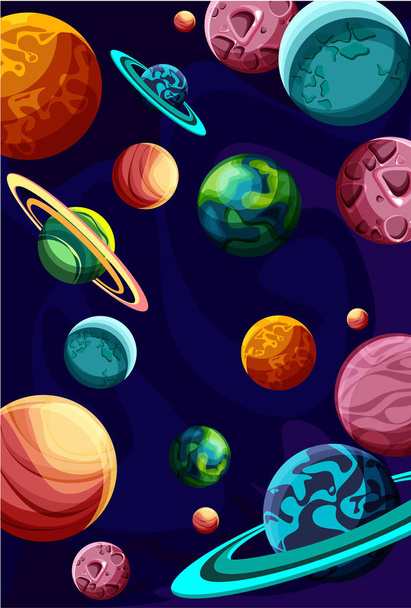 Blue background with creative colorful planets. - Vektor, kép