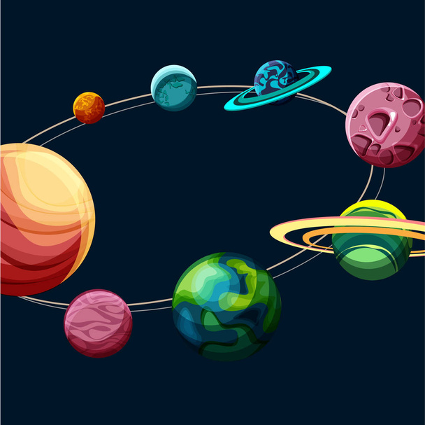 Background with colorful planets of solar system.  - Vektor, kép