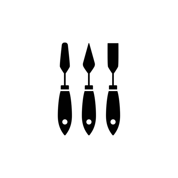 Černé & bílé vektorové ilustrace z papíru špachtle sada. Plochý ikona ručních nástrojů a nářadí pro řemeslo, scrapbook & diy projekty. Izolované objekty na bílém pozadí - Vektor, obrázek