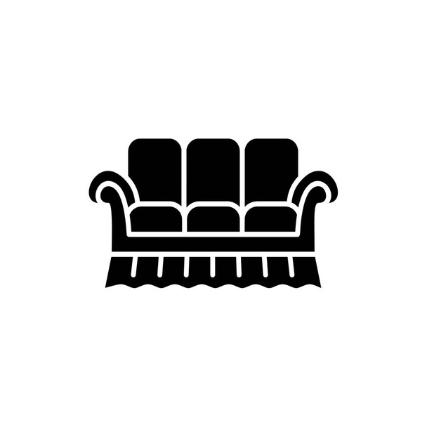 Illustrazione vettoriale in bianco e nero del divano a ponte. Icona piatta del divano. Mobili classici per la casa e l'ufficio. Oggetto isolato su sfondo bianco
 - Vettoriali, immagini
