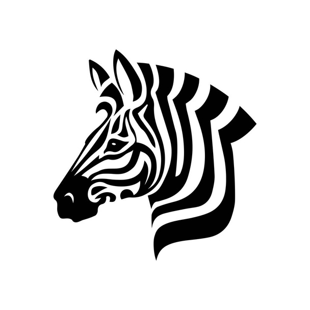 Vector Zebra Head logo on white background - Vektör, Görsel