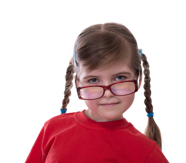 primer plano portret de niña pequeña con gafas
 - Foto, Imagen