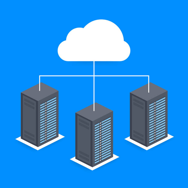 Data Center Cloud Connection Hosting Server Computer Information Database Sincronizar Tecnologia. Ilustração vetorial
. - Vetor, Imagem