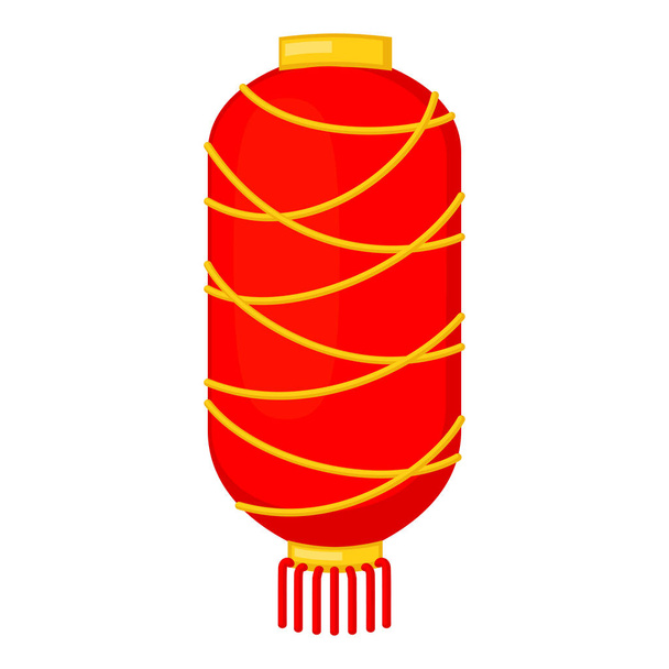 Cartoon red chinese paper lantern - Вектор,изображение