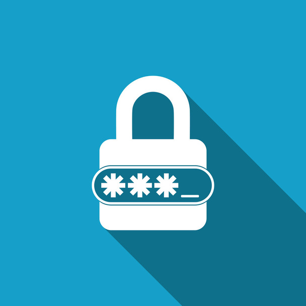 Password protection and safety access icon isolated with long shadow. Flat design. Vector Illustration - Vector, Image