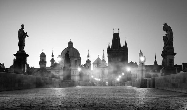 Карлів міст і туман - Фото, зображення