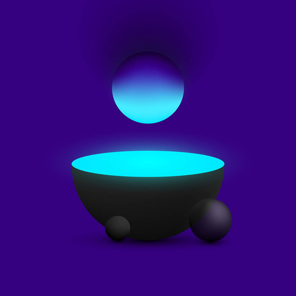 Blue background with shiny 3d sphere. - Vektor, kép