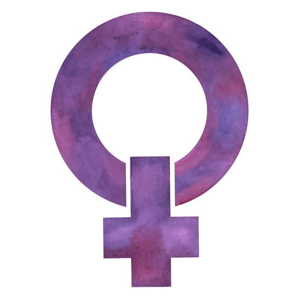 フェミニズム、女性と様々 な紫の色合いで自分たちの権利のための闘争の象徴 - ベクター画像