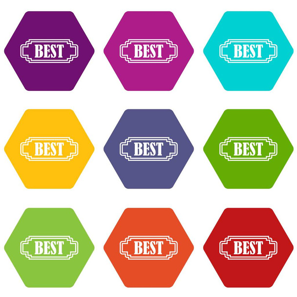 Best rectangle label icon set color hexahedron - Vector, Imagen