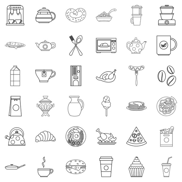 Набор значков продуктов питания, стиль контура
 - Вектор,изображение