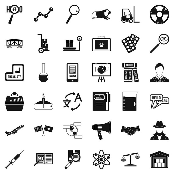 Набор иконок для научных инструментов, простой стиль
 - Вектор,изображение