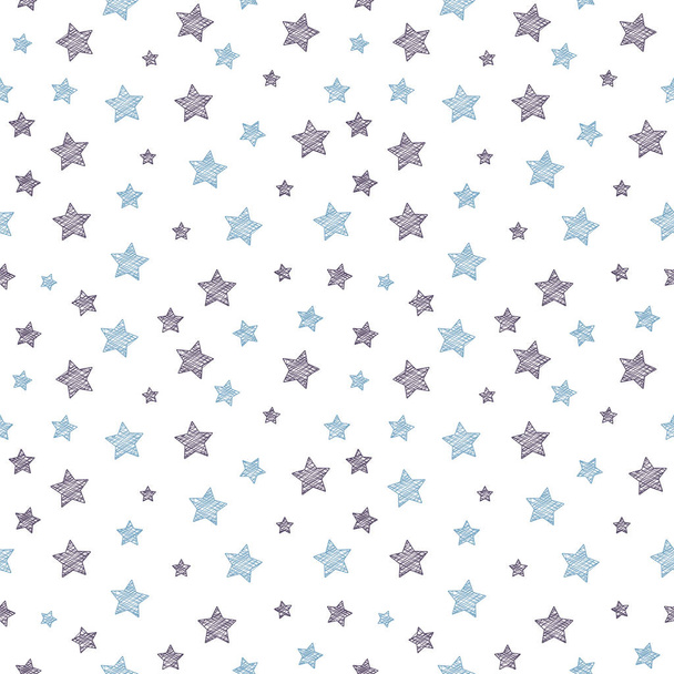 Seamless pattern with hand drawn stars. Vector. - Vector, Imagen