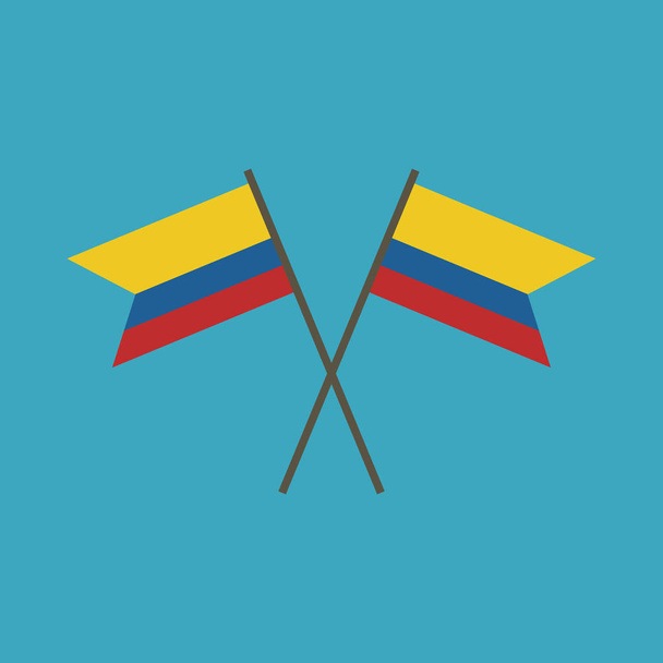Colombia flag icon in flat design. Independence day or National day holiday concept. - Vector, Image