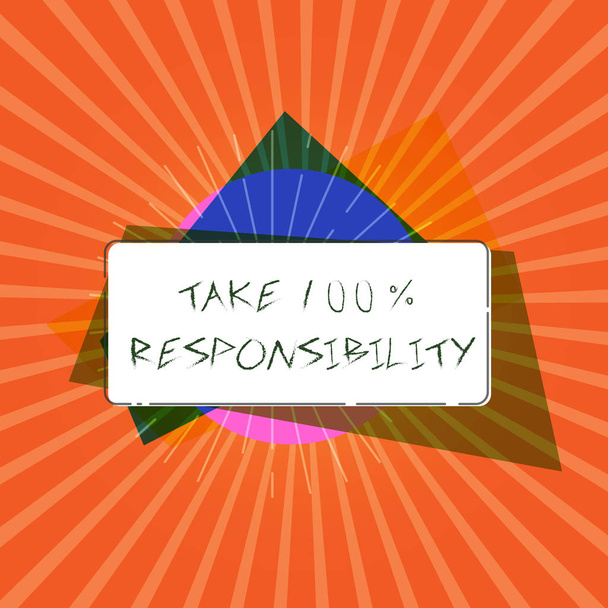 Conceptual hand writing showing Take 100 Responsibility. Business photo showcasing be fully accountable for your Actions and Thoughts - Photo, Image