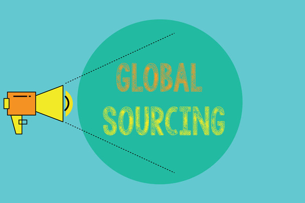 Fogalmi kézírás a Global Sourcing-ról. Üzleti fotó bemutatása gyakorlat beszerzés a globális piacon az áruk - Fotó, kép