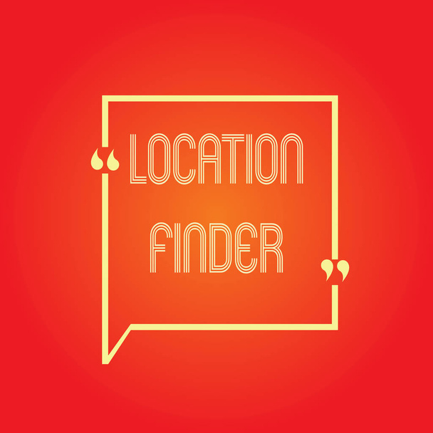 Escritura a mano conceptual que muestra Location Finder. Texto de la foto del negocio Un servicio ofrecido para encontrar la dirección de un lugar seleccionado
 - Foto, Imagen