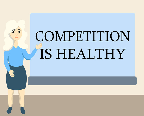 Escribir nota que muestra la competencia es saludable. Foto de negocios mostrando rivalidad es bueno en cualquier Venture conduce a la mejora
 - Foto, Imagen