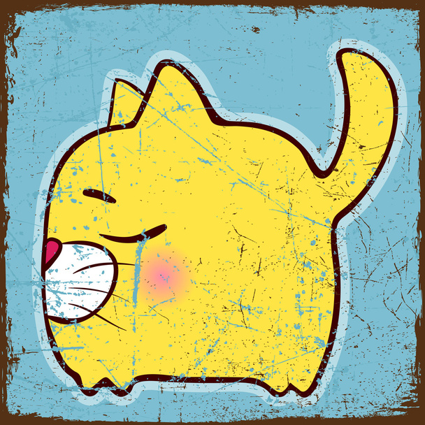 Animal grunge card with funny cartoon cat - Vektor, obrázek