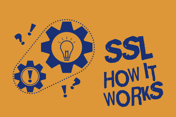 Текст для написания слов Ssl How It Works. Бизнес-концепция ключа сеанса используется для шифрования всех передаваемых данных
 - Фото, изображение