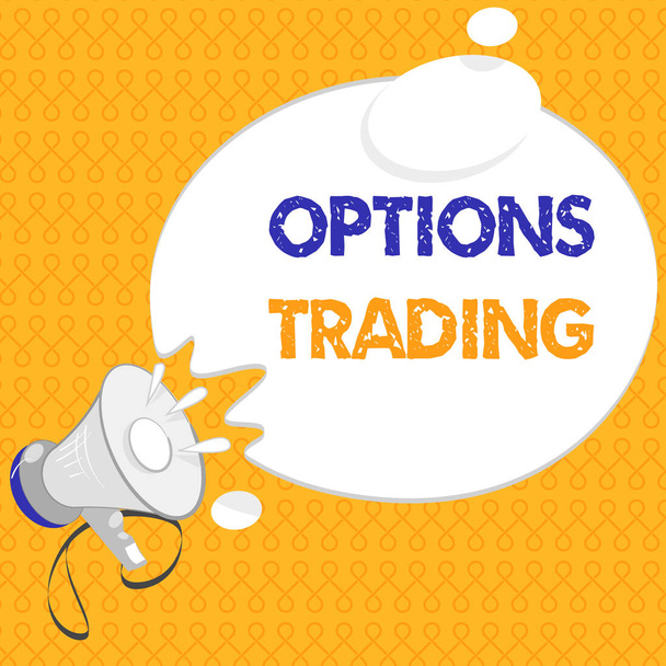 Handschrift tekst Opties Trading. Concept betekent Verschillende opties om goederen of diensten wereldwijd te verspreiden - Foto, afbeelding