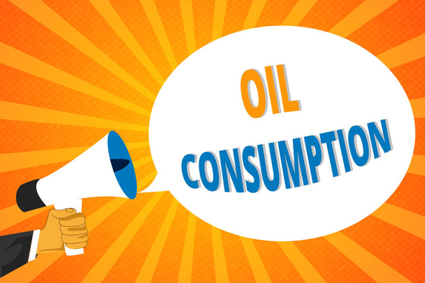 Käsiala teksti Öljyn kulutus. Käsitteen merkitys Tämä merkintä on tynnyreissä päivässä kulutetun öljyn kokonaismäärä
 - Valokuva, kuva