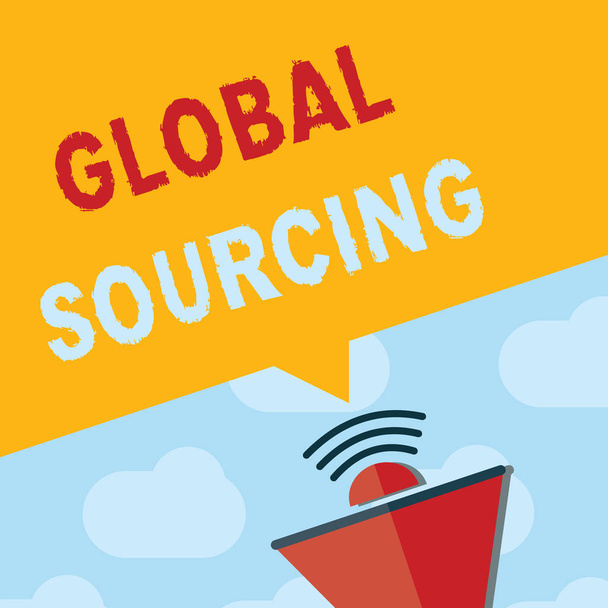 Signo de texto que muestra Global Sourcing. Prácticas fotográficas conceptuales de abastecimiento del mercado global de bienes
 - Foto, Imagen