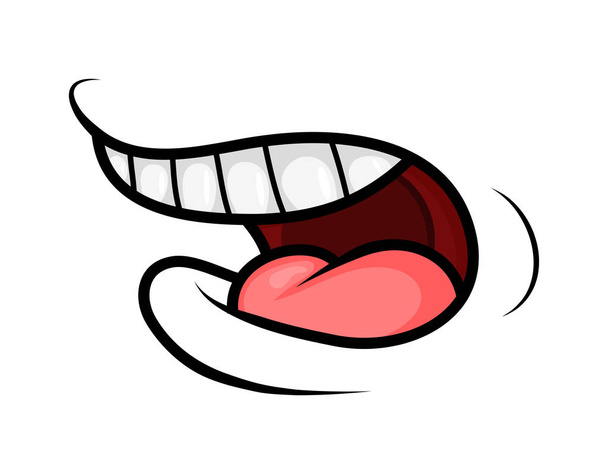 Cartoon Mouth smile. Tongue, Teeth. Expressive Emotions. Simple flat design isolated on white background - Vector, Image