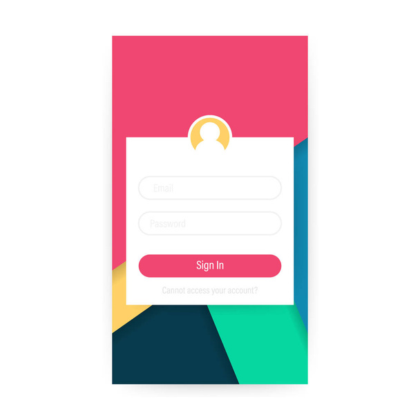 Clean Mobile UI Design Concept. Applicazione di login con finestra modulo password
 - Vettoriali, immagini
