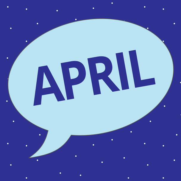 Sinal de texto mostrando abril. Foto conceitual Botões de abertura das flores da estação da primavera Quarto mês do ano
 - Foto, Imagem